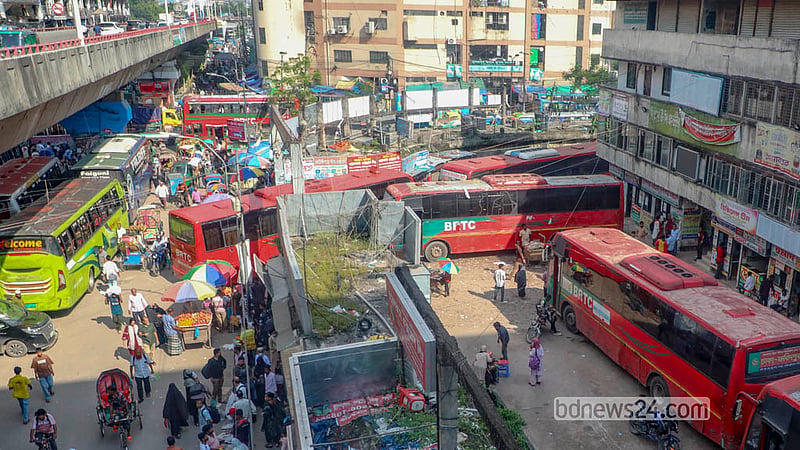 BRTC buses fill Dhaka’s Fulbaria Inter-district Bus Terminal, which was closed in July as part of a plan to ease congestion and improve public transport management. Photo: Abdullah Al Momin