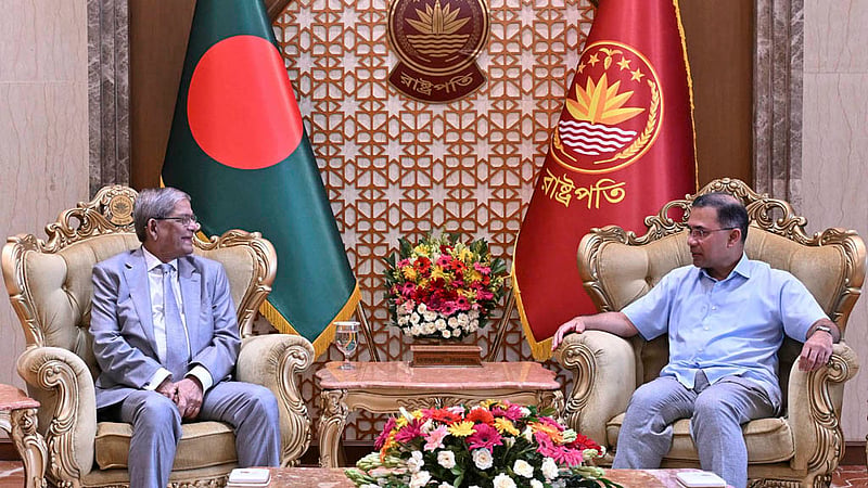 Prime Minister Tarique Rahman meets President Mirza Fakhrul Islam Alamgir at Bangabhaban on Tuesday, Sept 29, 2026. Photo: PID