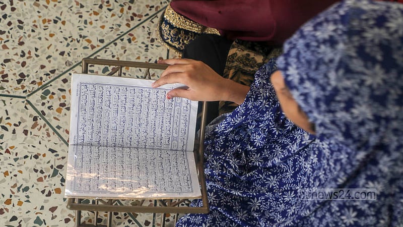 Children receive Arabic lessons after Zuhr prayers every day at this mosque at Zinjira’s Hawli in Keraniganj. Photo: Abdullah Al Momin