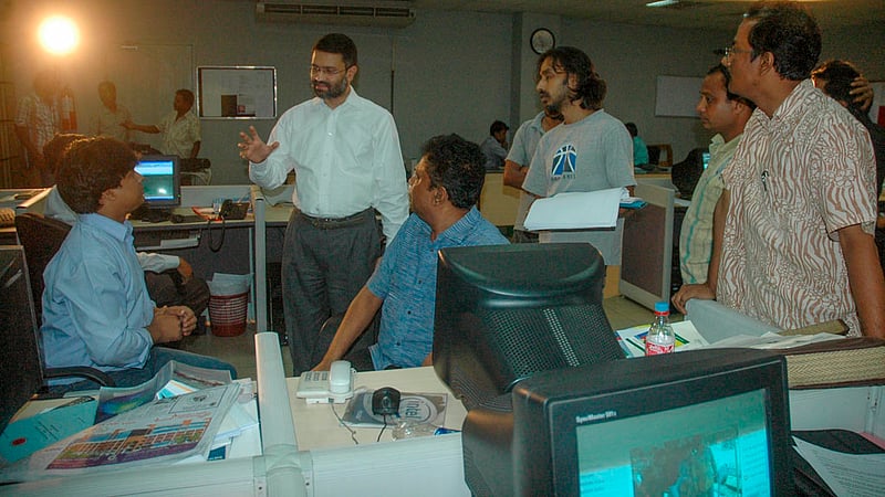 Toufique Imrose Khalidi at bdnews24.com’s first newsroom on Road No. 27 in Dhanmondi on Oct 11, 2008.