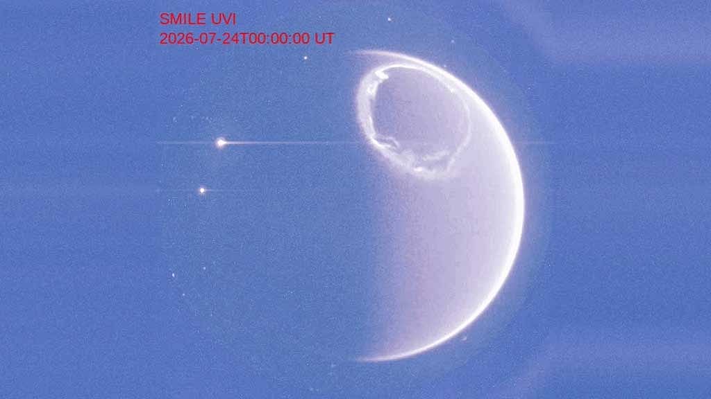 SMILE spacecraft reveals northern lights around Earth’s north pole in ultraviolet light