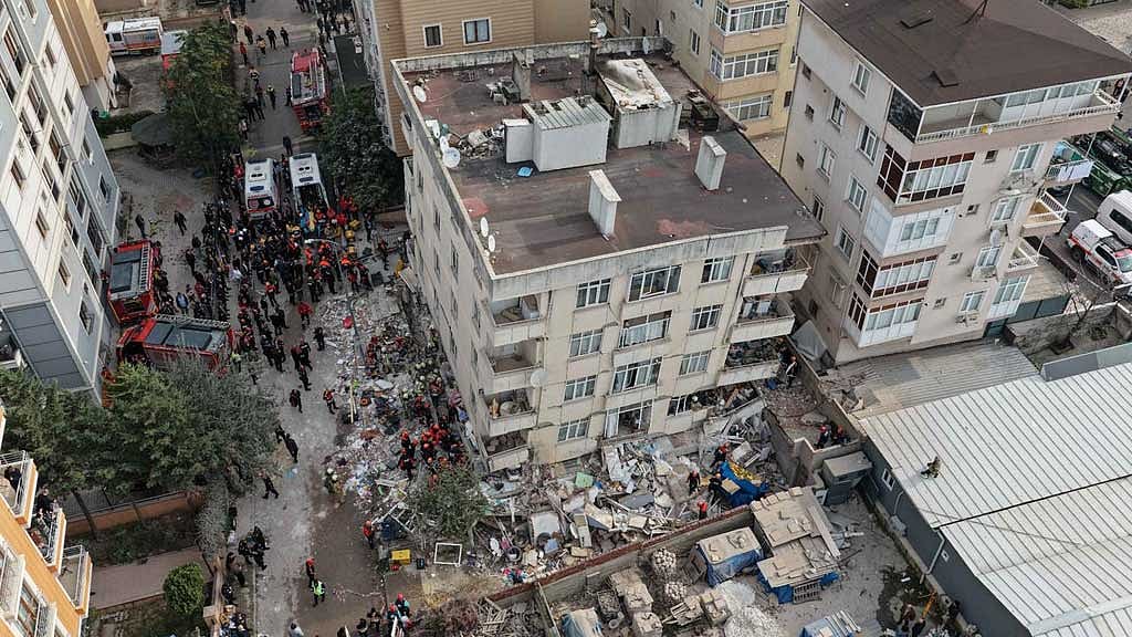 Two killed, 10 rescued after seven-storey building partially collapses in Istanbul