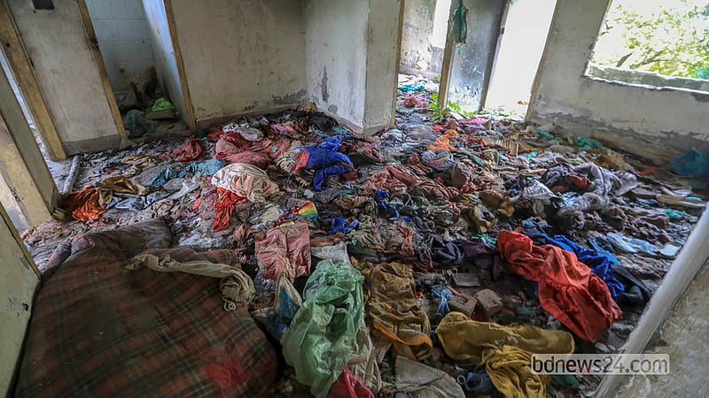 Garbage piles up at the staff accommodation buildings of Kunda 20-Bed Hospital, where drug users now gather.  Photo: Abdullah Al Momin
