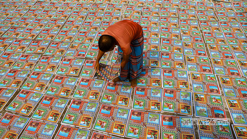 Ludo boards made at the Quader Ludo Factory in Chhoto Katra in Old Dhaka’s Chawkbazar are put out to dry. Photo: Shamsul Haque Ripon