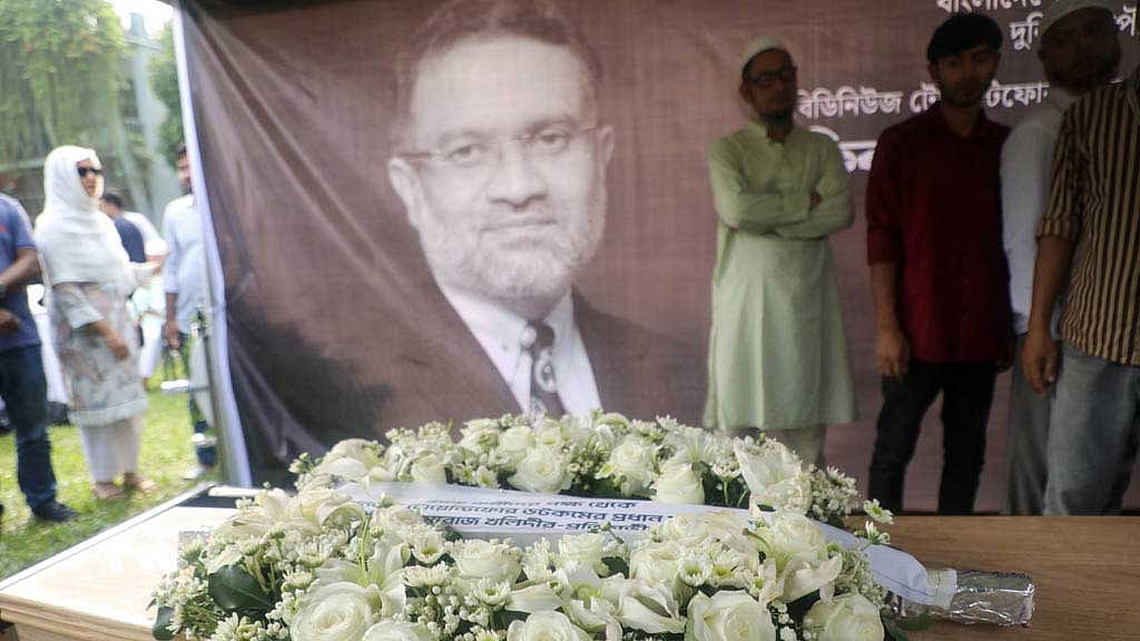 Toufique Imrose Khalidi lies in coffin as mourners fill farewell ground with memories