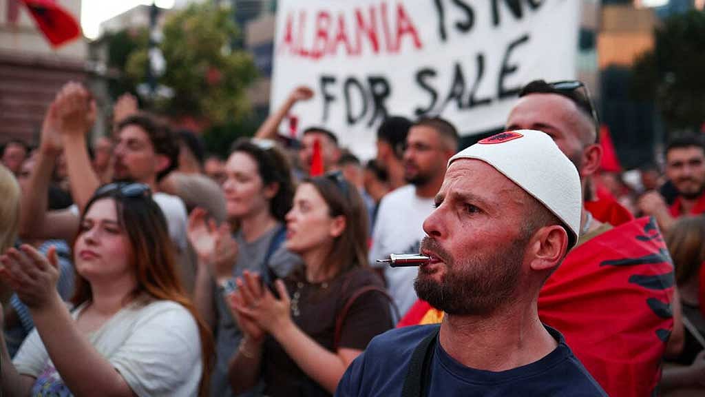 Albania’s protest over education, employment sees demonstrators throw bricks at ministry