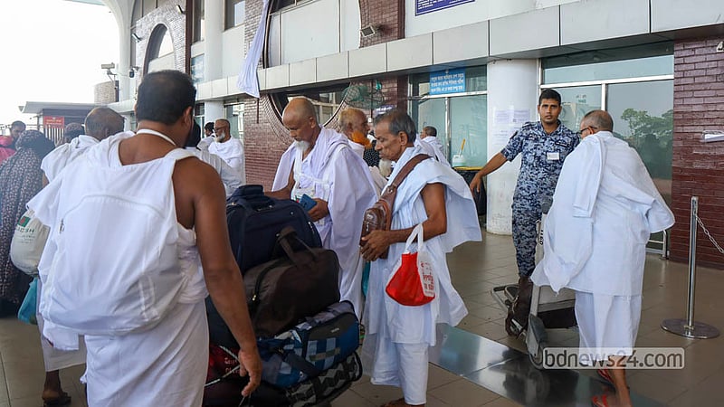 Biman Bangladesh Airlines has suspended all flights from Dhaka to Riyadh and Dammam until Oct 18 amid the Houthi attacks on airports in Saudi Arabia. However, flights to Madinah and Jeddah remain open. Umrah pilgrims wearing Ihram clothes wait to travel at Dhaka's Shahjalal International Airport. Photo: Shamsul Haque Ripon