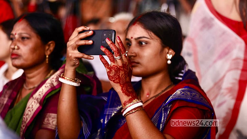 Hindu devotees gather at Ramakrishna Mission in Dhaka for Kumari Puja on Monday, Oct 19, 2026 on Ashtami. Photo: Shamsul Haque Ripon