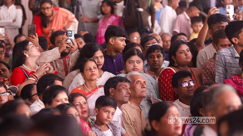 Hindu devotees gather at Ramakrishna Mission in Dhaka for Kumari Puja on Monday, Oct 19, 2026 on Ashtami. Photo: Shamsul Haque Ripon