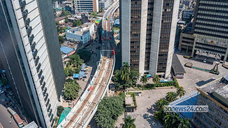 Work on the remaining section of the metro rail line from Motijheel to Kamalapur has been completed. Photo: Shamsul Haque Ripon