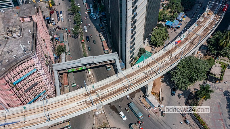 Work on the remaining section of the metro rail line from Motijheel to Kamalapur has been completed. Photo: Shamsul Haque Ripon