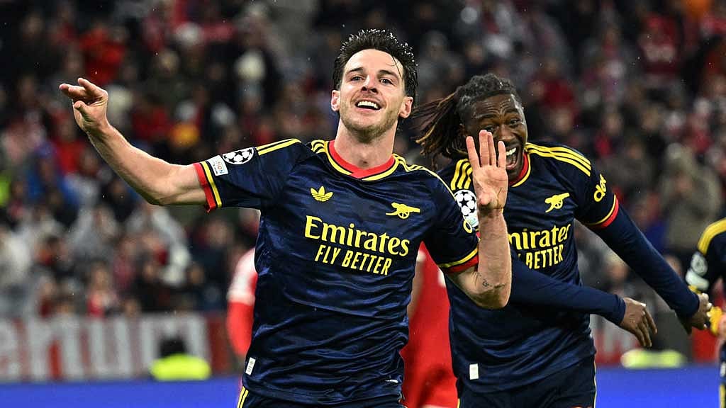 Rice rescues Arsenal at Bayern as Real Madrid hit four