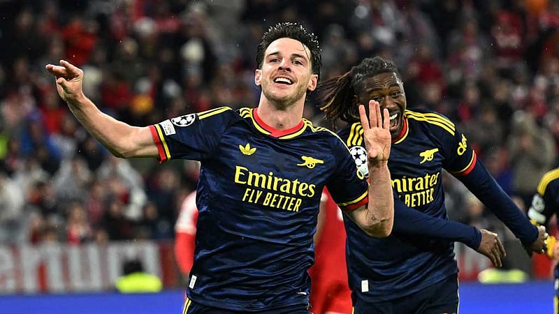 Rice rescues Arsenal at Bayern as Real Madrid hit four