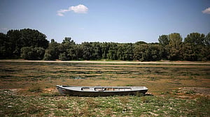 Low Danube water levels in Bulgaria expose Roman-era bridge