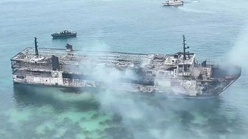 Philippine rescuers find charred remains aboard burnt-out ferry