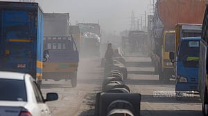 Dust engulfs people