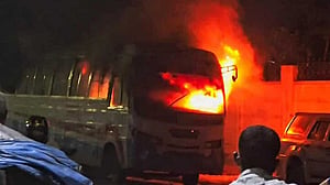 Arsonists set Malancha bus on fire in Dhaka’s Sutrapur