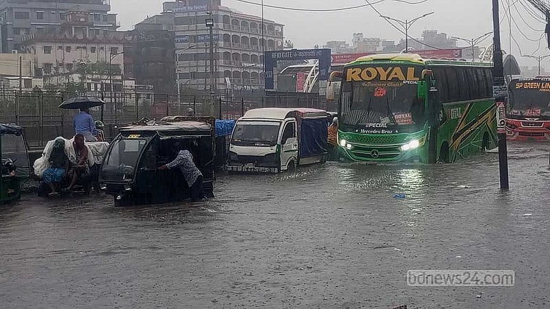 Waterlogging across Dhaka after torrential rain