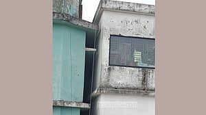 Four-storey building tilts towards adjacent structure in Chandpur