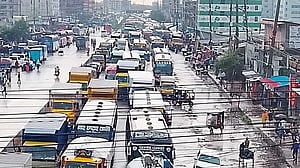 Gazipur highways groan under Eid rush as heavy rain, waterlogging bite