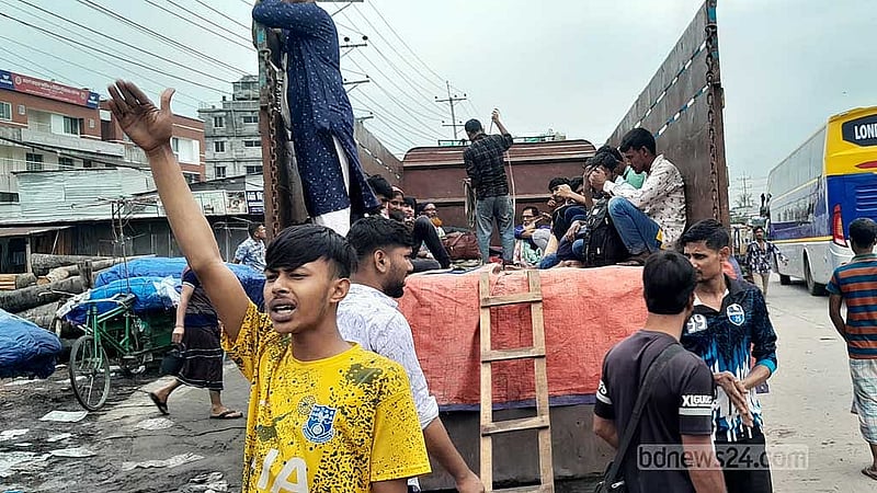 Eid travellers desperate to get home for holidays risk journeys on trucks, pickups in Gazipur