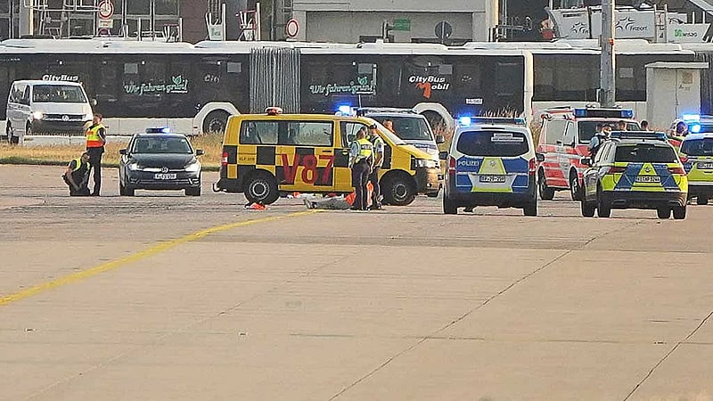 Frankfurt airport halts flights as climate activists block runway
