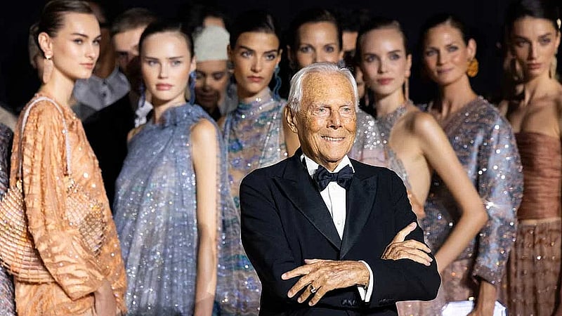 Giorgio Armani takes fashionistas 'on a journey' at NY fashion show
