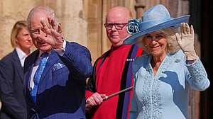 King Charles and Queen Camilla greet crowds after Easter service
