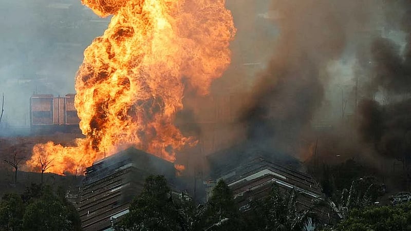 Towering blaze in Malaysia on Petronas pipeline, 63 sent to hospital