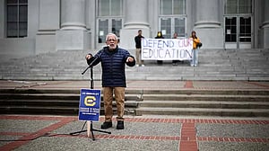 As demonstrators accuse Trump of undermining universities, he calls Harvard 'a disgrace'