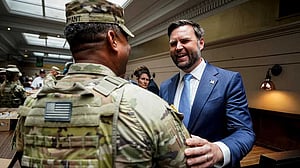 Vance, Hegseth greet troops in Washington, face jeers from protesters