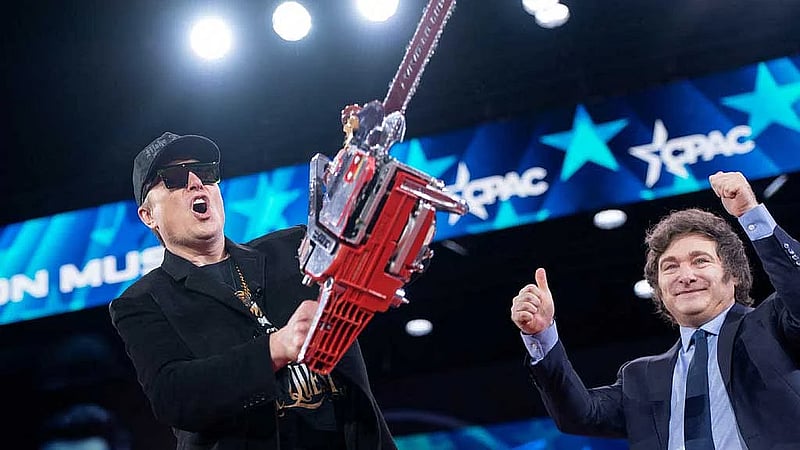 Elon Musk wields chainsaw at conservative gathering, a gift from Argentina's Milei