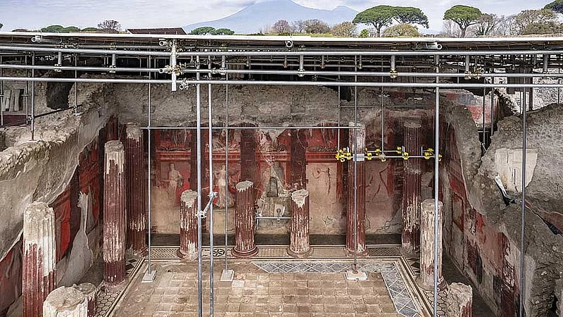 Rare frescoes unearthed in Pompeii shed light on ancient rituals