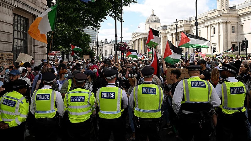 Seven charged in London after protest in support of Palestine Action group