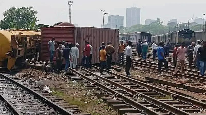 Trains delayed at Kamalapur Railway Station as freight train derails