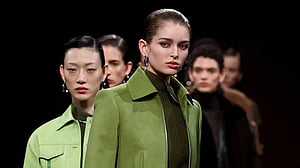Hermes shows slick leather ensembles on dirt runway at Paris Fashion Week
