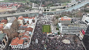 Serbians hold silent protest to honour railway station victims