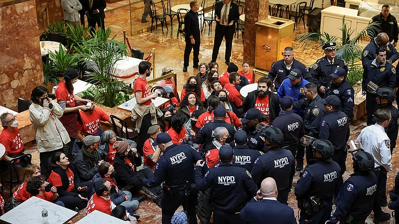 Protesters occupy Trump Tower following arrest of Columbia student
