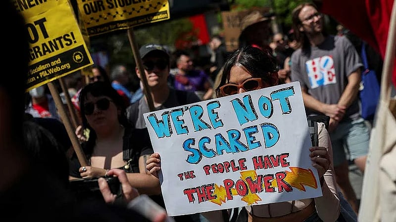 May Day protesters across US decry Trump policies, call for rule of law
