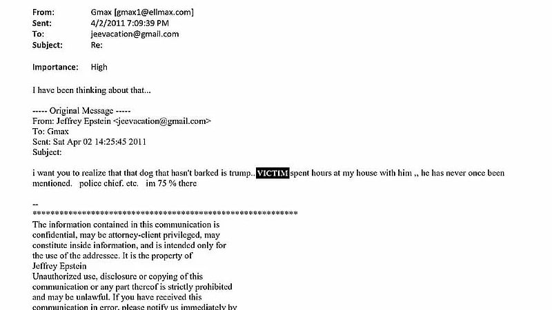 White House says Epstein emails released to smear Trump