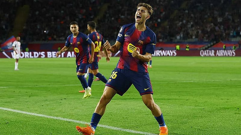 Fermin hat-trick inspires Barcelona to 6-1 rout of Olympiacos