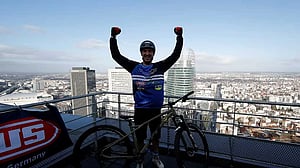 Social media star Fontenoy breaks world record cycling up Eiffel Tower