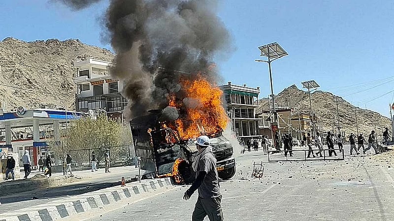 Security forces patrol India's Ladakh during curfew after deadly protests