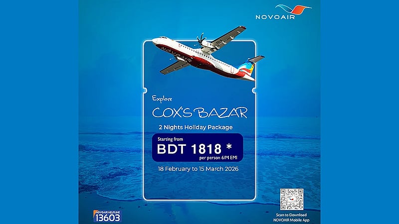 NOVOAIR announces Cox’s Bazar holiday package starting at Tk 1,818