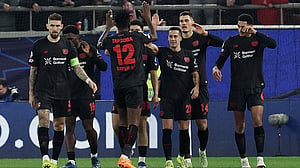 Schick quickfire double earns Leverkusen 2-0 win at Olympiacos