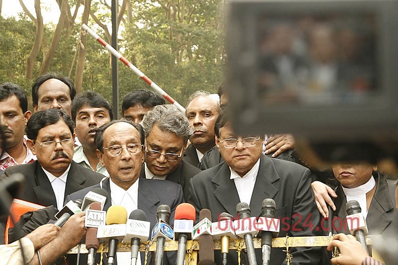 Lawyer Zillur Rahman taking part in a hearing for Hasina in 2007 during the military-backed caretaker government regime.
