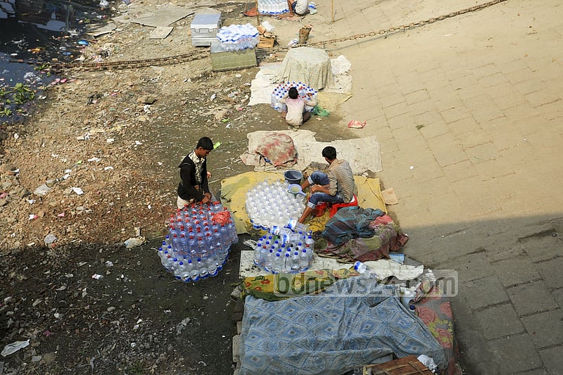 Unhygienic bottled water are being sold regularly to launch passengers at Dhaka's Sadarghat.