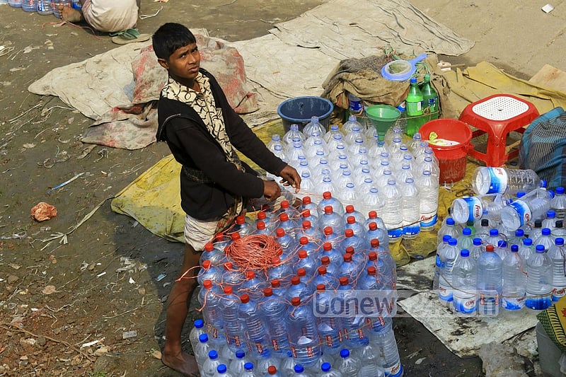 Unhygienic bottled water are being sold regularly to launch passengers at Dhaka's Sadarghat.