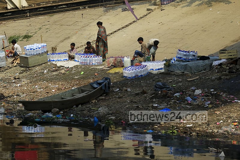 Unhygienic bottled water are being sold regularly to launch passengers at Dhaka's Sadarghat.