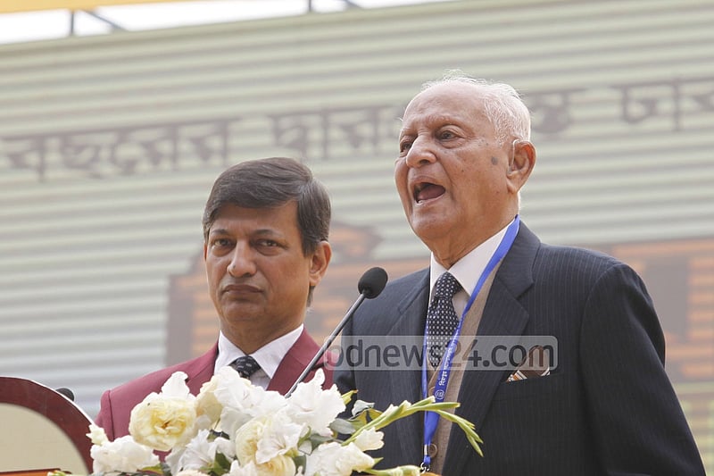 Mesbah-ul-Bari Chowdhury was the senior-most alumnus at the Hironmoyee Melbondhon organised by Dhaka University Alumni Association on Saturday.